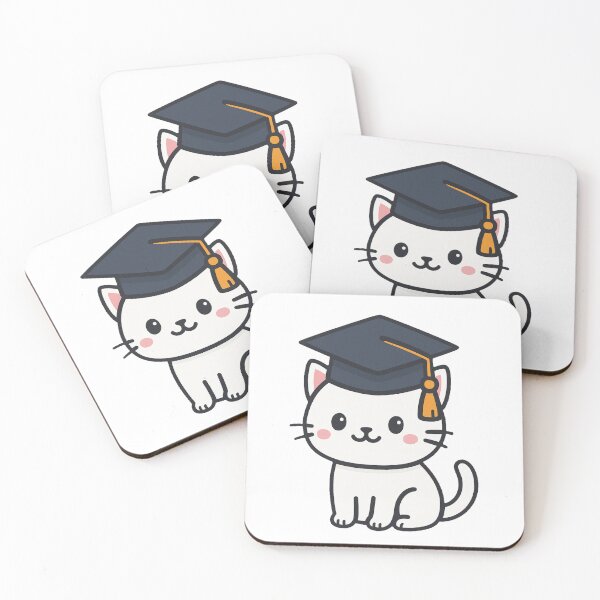 Item preview, Cute White Cat with Graduation Cap Cartoon Style Academic Success Student Achievement School College University Celebration Illustration Design designed and sold by Mimoshi ⭐⭐⭐⭐⭐.