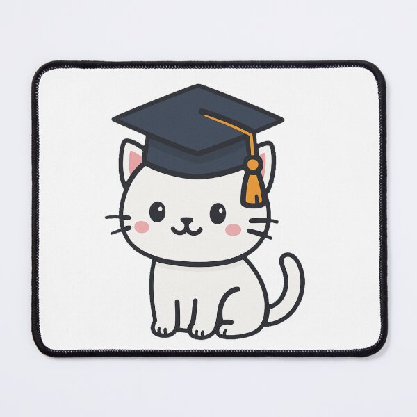 Item preview, Cute White Cat with Graduation Cap Cartoon Style Academic Success Student Achievement School College University Celebration Illustration Design designed and sold by Mimoshi ⭐⭐⭐⭐⭐.