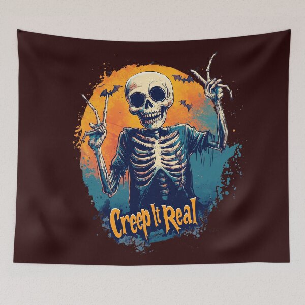 Item preview, Retro Skeleton – Halloween Vintage Graphic in Orange & Blue designed and sold by Meiersbeste.