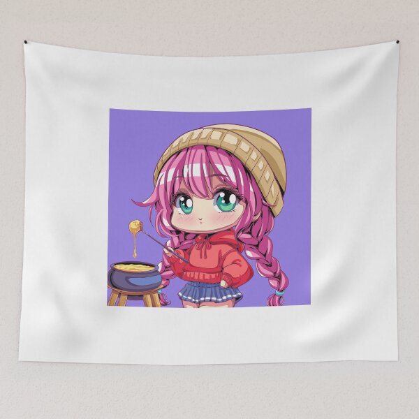 Item preview, Chibi Girl Eating Cheese Fondue – Cute Cozy Food Anime Art designed and sold by AirForceTuan.