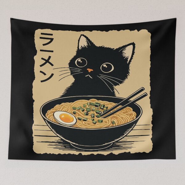 Item preview, Cat eating ramen  designed and sold by BrownHorse90s.