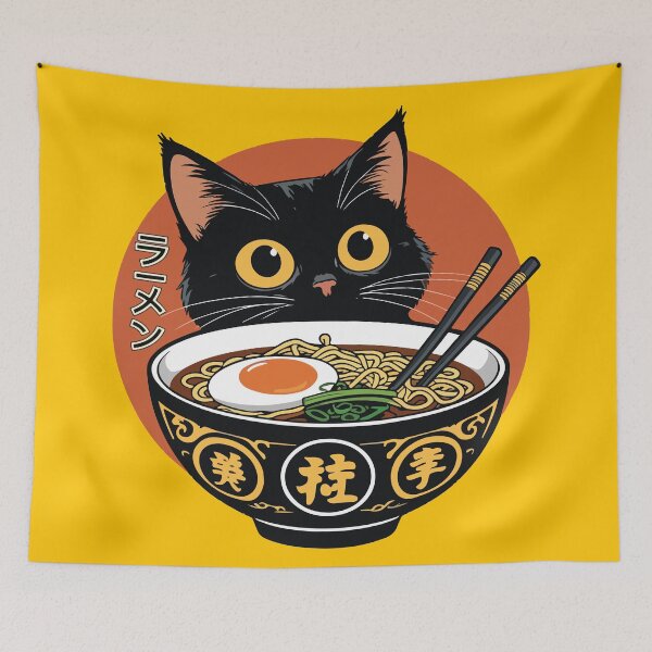 Item preview, Cat eating ramen  designed and sold by BrownHorse90s.