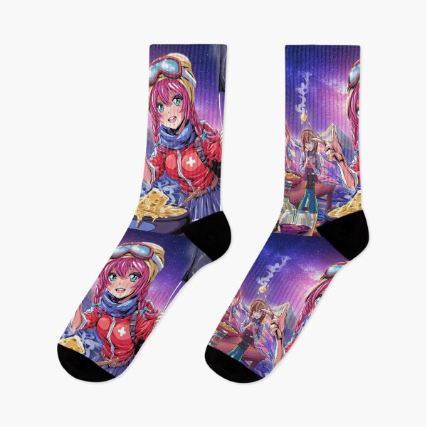 Item preview, Cute Anime Girls Eating Cheese Fondue in the Swiss Alps – 90's Retro Style designed and sold by AirForceTuan.