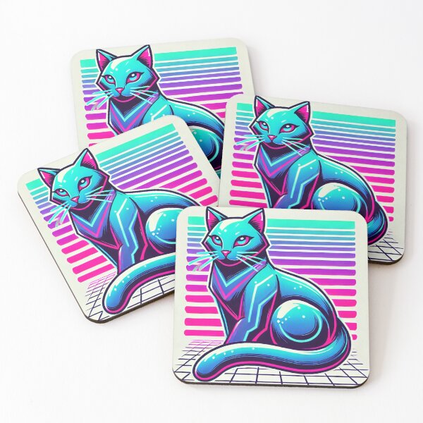 Item preview, Retro Vaporwave Neon Cat Aesthetic designed and sold by Marchica.