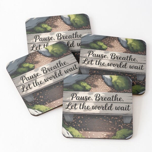 Item preview, Pause and Breathe – A Hand-Painted Self‑Care Quote in a Serene Forest designed and sold by MoMidoStore.