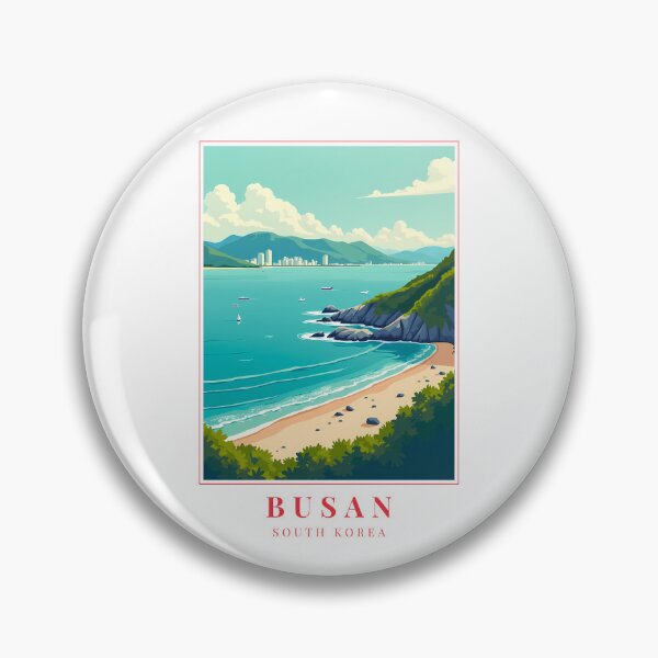 Item preview, Busan South Korea Illustration – Coastal Skyline, Culture, and Urban Energy designed and sold by MapMyMiles.