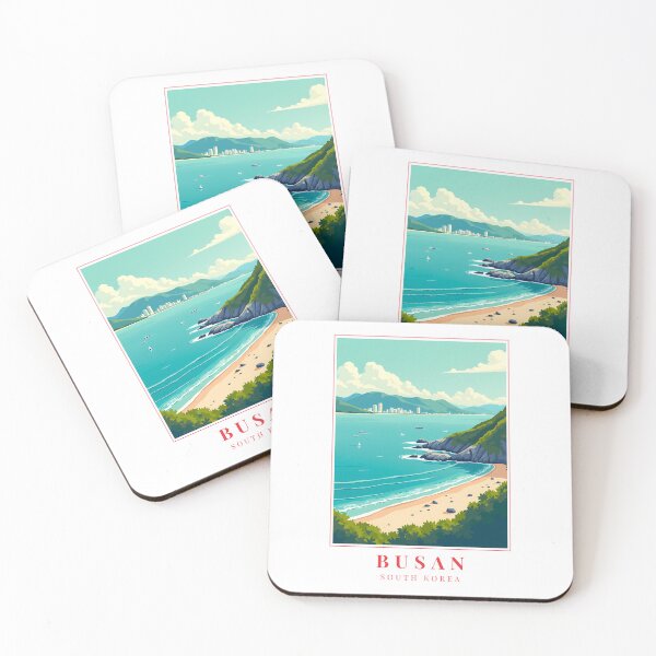 Item preview, Busan South Korea Illustration – Coastal Skyline, Culture, and Urban Energy designed and sold by MapMyMiles.