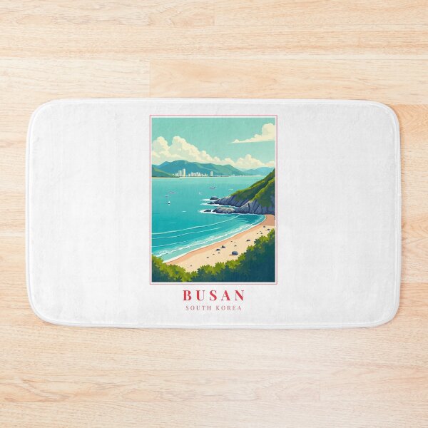 Item preview, Busan South Korea Illustration – Coastal Skyline, Culture, and Urban Energy designed and sold by MapMyMiles.