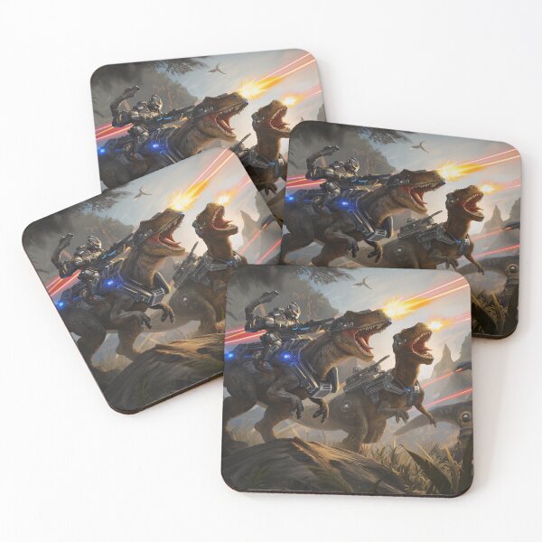 Item preview, Futuristic Dinosaur Riders – Sci-Fi Battle with Armored Raptors designed and sold by NyghtowlStudio.