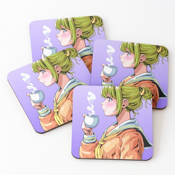 Item preview, Cute Anime Schoolgirl Drinking Coffee – 90’s Retro Style designed and sold by AirForceTuan.
