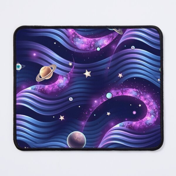 Item preview, Cosmic Waves and Planets – Vibrant Purple and Blue Space Design with Stars and Saturn designed and sold by FestivityFinds.