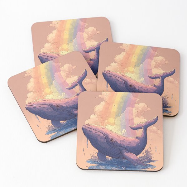 Item preview, Whale swimming through clouds under a rainbow designed and sold by TaverneKuna.