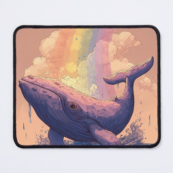Item preview, Whale swimming through clouds under a rainbow designed and sold by TaverneKuna.
