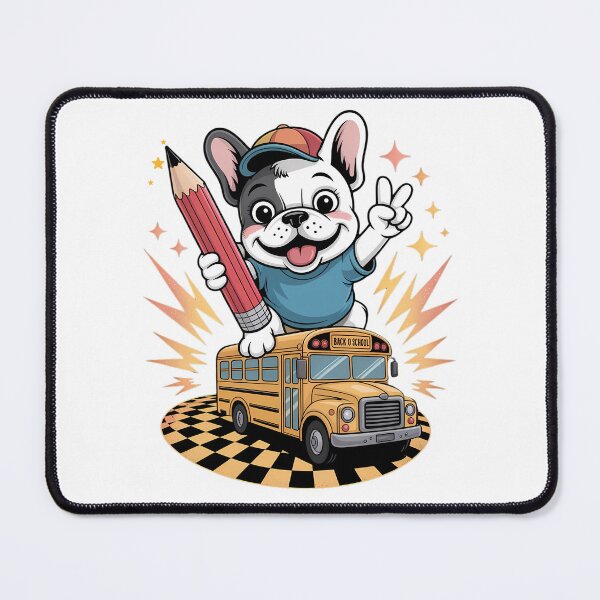 Item preview, French Bulldog on School Bus Back to School Cute Dog Design designed and sold by ArtByKatti.