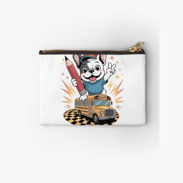 Item preview, French Bulldog on School Bus Back to School Cute Dog Design designed and sold by ArtByKatti.