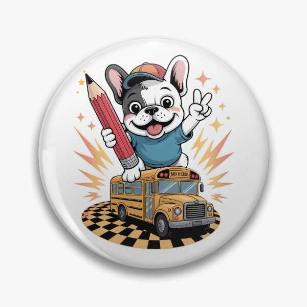 Item preview, French Bulldog on School Bus Back to School Cute Dog Design designed and sold by ArtByKatti.