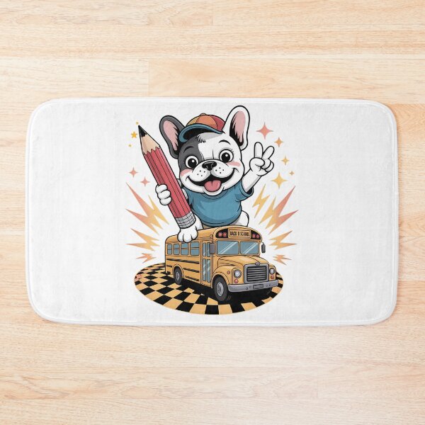 Item preview, French Bulldog on School Bus Back to School Cute Dog Design designed and sold by ArtByKatti.
