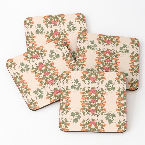 Item preview, Seamless pattern with watercolor pink and orange flowers designed and sold by Grin Katalina Floral Patterns & Cozy Art.