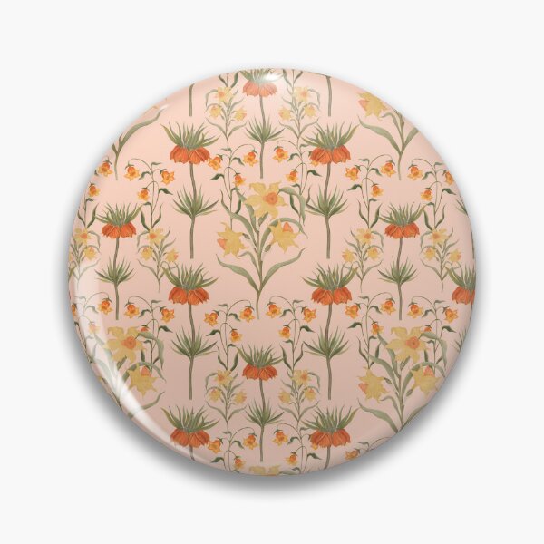 Item preview, Fritillaria imperialis rubra and narcissus. Botanical pattern. Bright floral contrast pattern painted by hand. designed and sold by Grin Katalina Floral Patterns & Cozy Art.