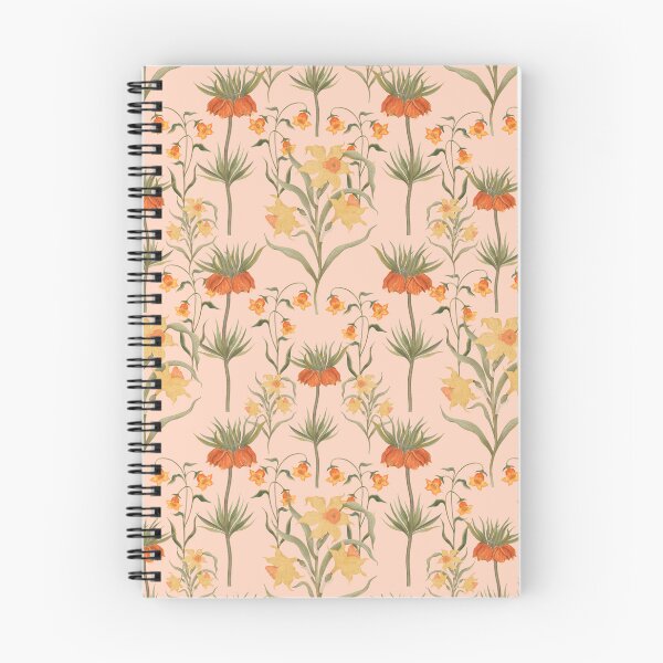 Item preview, Fritillaria imperialis rubra and narcissus. Botanical pattern. Bright floral contrast pattern painted by hand. designed and sold by Grin Katalina Floral Patterns & Cozy Art.