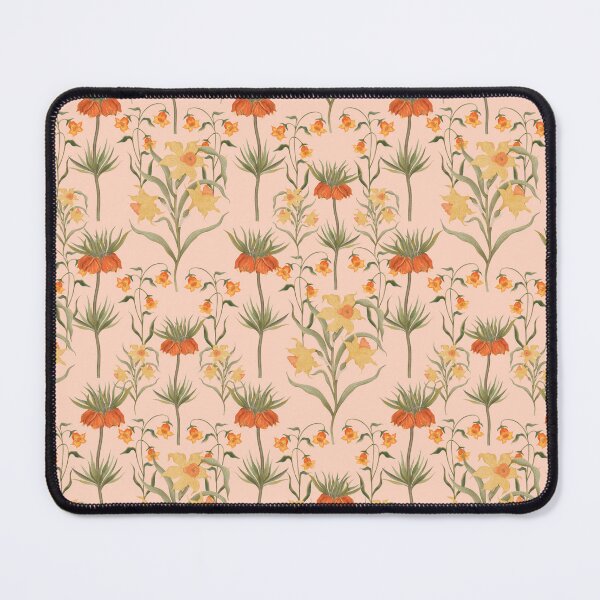 Item preview, Fritillaria imperialis rubra and narcissus. Botanical pattern. Bright floral contrast pattern painted by hand. designed and sold by Grin Katalina Floral Patterns & Cozy Art.