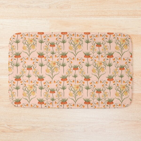 Item preview, Fritillaria imperialis rubra and narcissus. Botanical pattern. Bright floral contrast pattern painted by hand. designed and sold by Grin Katalina Floral Patterns & Cozy Art.