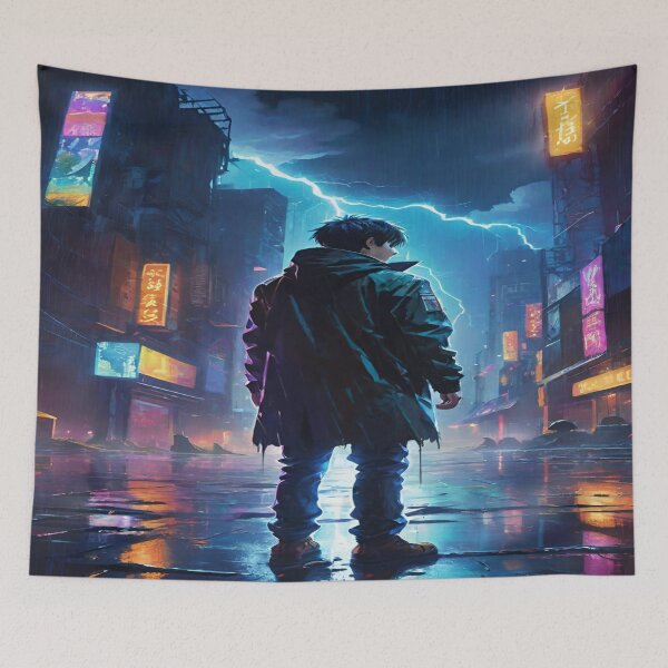 Item preview, Cyberpunk Storm – Neon Streets at Midnight designed and sold by mrtss.