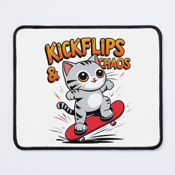 Item preview, Skater Kickflips and Chaos – Funny Cat Kawaii T-Shirt & Sticker designed and sold by SnoyTextil.