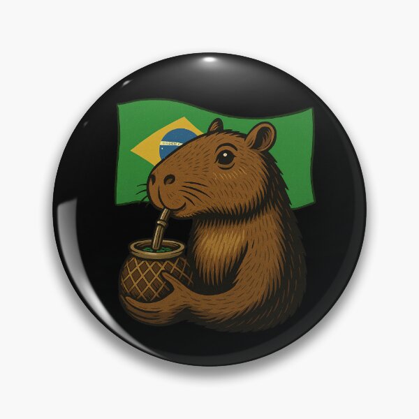 Artikelvorschau, Süßes Capybara trinkt Yerba Mate – Brasilien-Flaggen-Edition entworfen und verkauft von flamini.