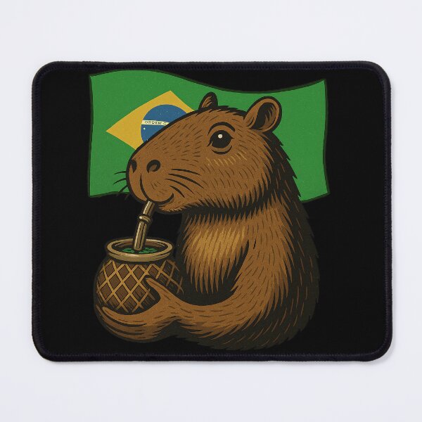 Item preview, Cute Capybara Drinking Yerba Mate – Brazil Flag Edition designed and sold by flamini.