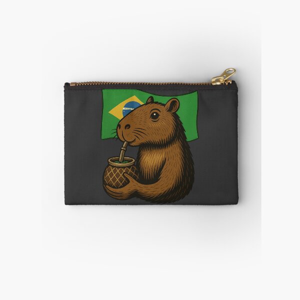 Artikelvorschau, Süßes Capybara trinkt Yerba Mate – Brasilien-Flaggen-Edition entworfen und verkauft von flamini.