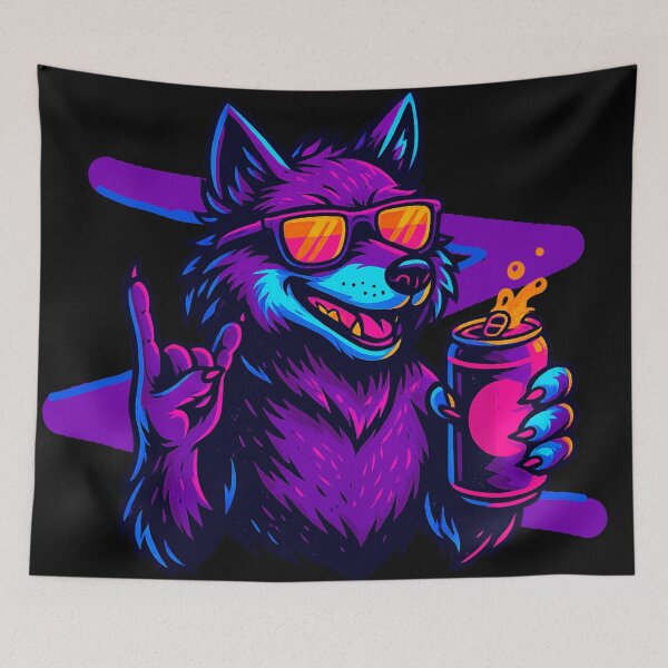 Item preview, Neon Wolf – Party Animal Energy designed and sold by Qopta.