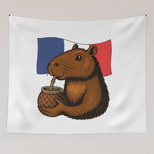 Item preview, Cute Capybara Drinking Yerba Mate – France Flag Edition designed and sold by flamini.