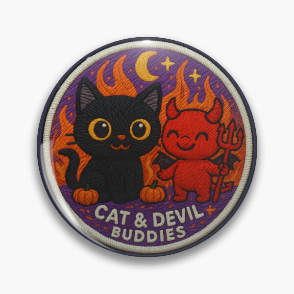 Item preview, Halloween Cat & Devil Buddies – Cute Embroidery Patch Sticker Design designed and sold by Nuist25.
