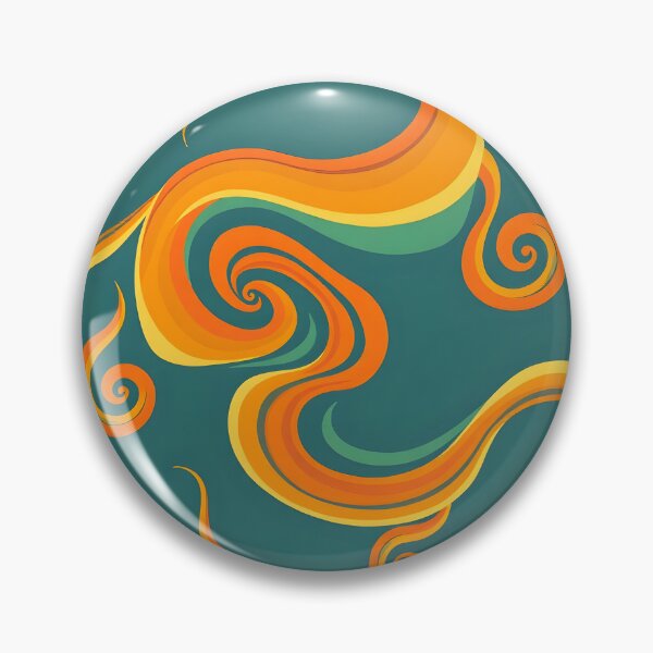 Artikelvorschau, Retro-Orange- und Grün-Wirbelmuster – Abstrakte Kurven und Spiralen auf blaugrünem Hintergrund entworfen und verkauft von FestivityFinds.