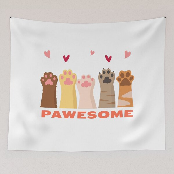 Item preview, Pawesome Cat Paw Print Cute Typography Design designed and sold by Ece.