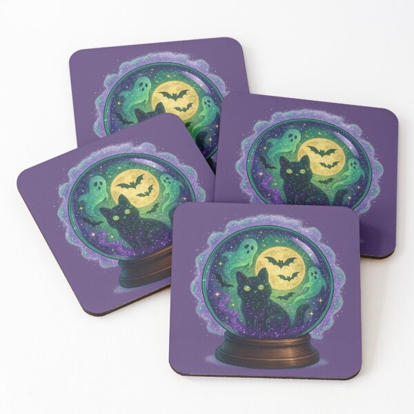 Item preview, Crystal Ball Cat – Mystical Halloween Glitter Magic designed and sold by BloomOfDesign.