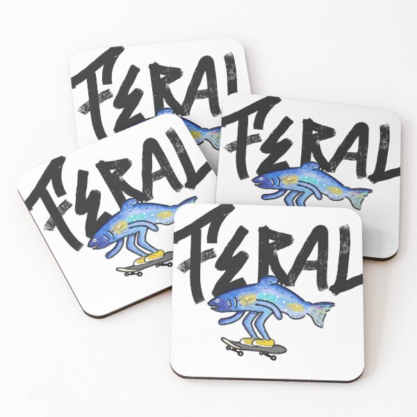 Item preview, Feral Streetwear Logo – Salmon dance on skateboard designed and sold by FERAL-th.