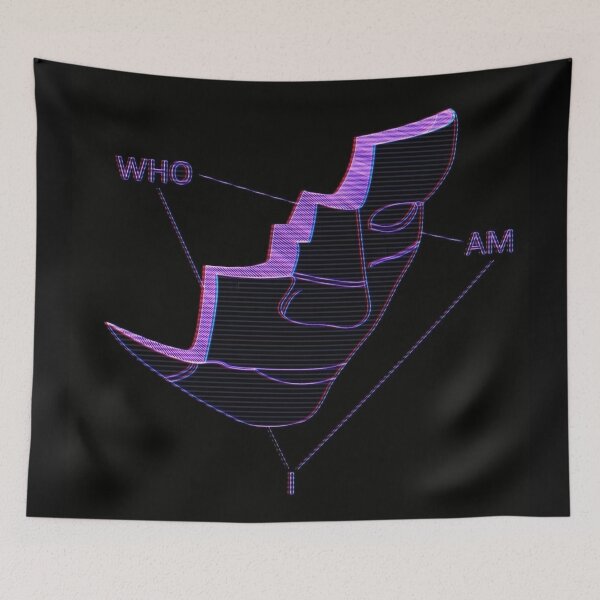 Item preview, Who Am I Glitch Mask – Retro Neon Art designed and sold by Not Hugo.