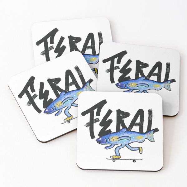 Item preview, Feral Streetwear Logo – Salmon play skateboard designed and sold by FERAL-th.