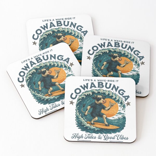 Item preview, Cowabunga Shaka Hand Surfing Cow designed and sold by BrookieMnstrCo.