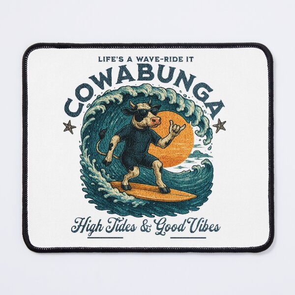 Item preview, Cowabunga Shaka Hand Surfing Cow designed and sold by BrookieMnstrCo.