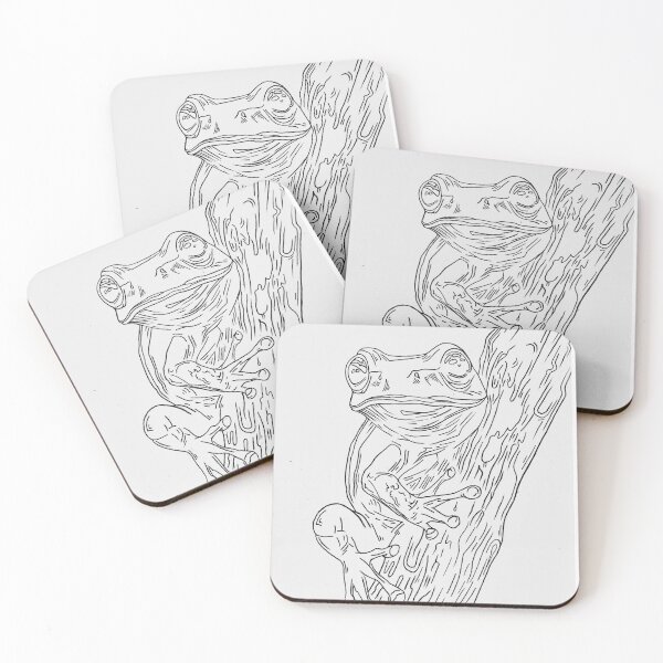 Item preview, Black and White Frog Drawing on Branch designed and sold by GTeoArt.