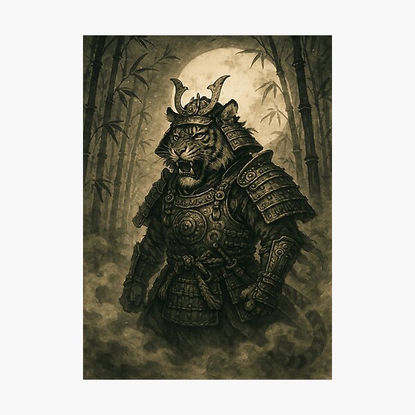 Item preview, Tiger Samurai in Bamboo Forest designed and sold by Enchanting Art Vista.