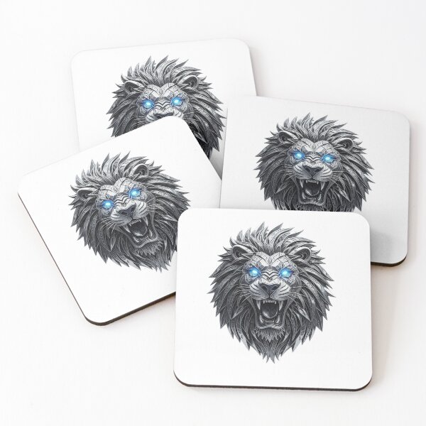 Item preview, Cybernetic Lion with Glowing Eyes designed and sold by Ink And Art.