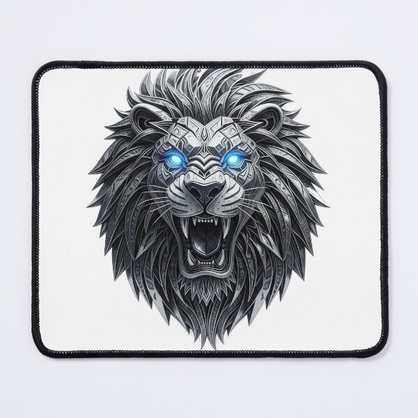 Item preview, Cybernetic Lion with Glowing Eyes designed and sold by Ink And Art.