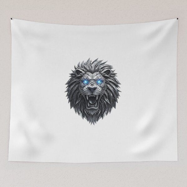 Item preview, Cybernetic Lion with Glowing Eyes designed and sold by Ink And Art.