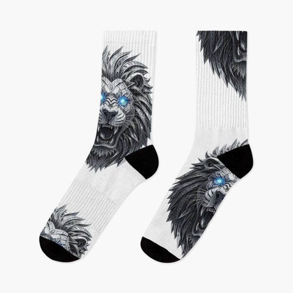 Item preview, Cybernetic Lion with Glowing Eyes designed and sold by Ink And Art.