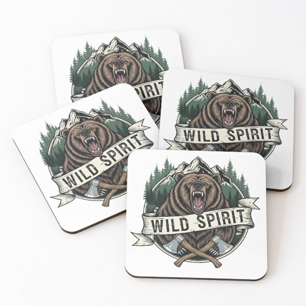 Item preview, Roaring Bear with Axes and Mountain Backdrop designed and sold by Ink And Art.