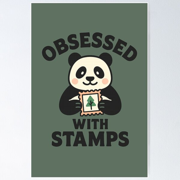 Item preview, Obsessed With Stamps – Cute Panda Stamp Collector Funny Sticker & T-Shirt designed and sold by SnoyTextil.